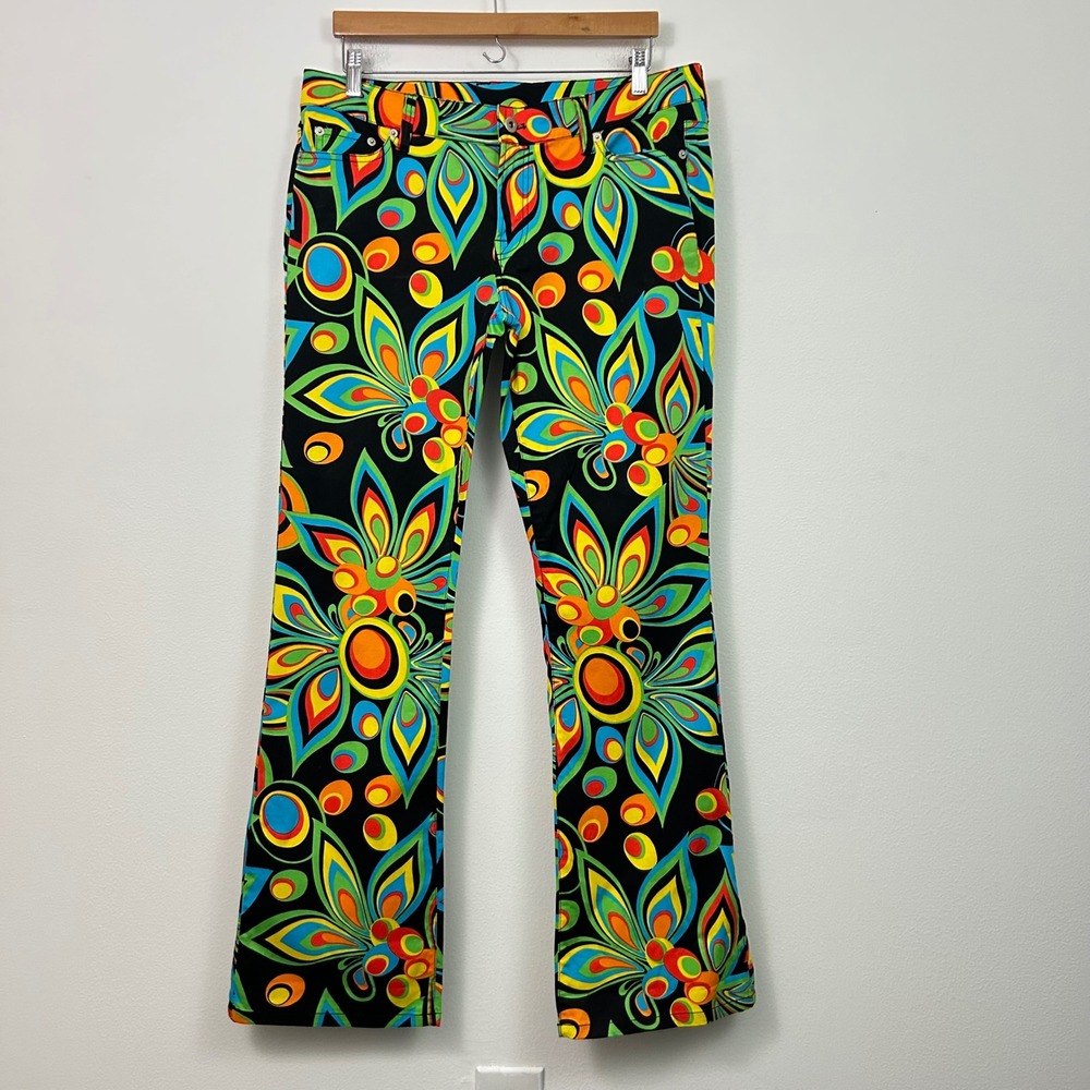 Loudmouth Golf‎ Womens Psychedelic Floral Print Pants Multicolor Neon Size 10